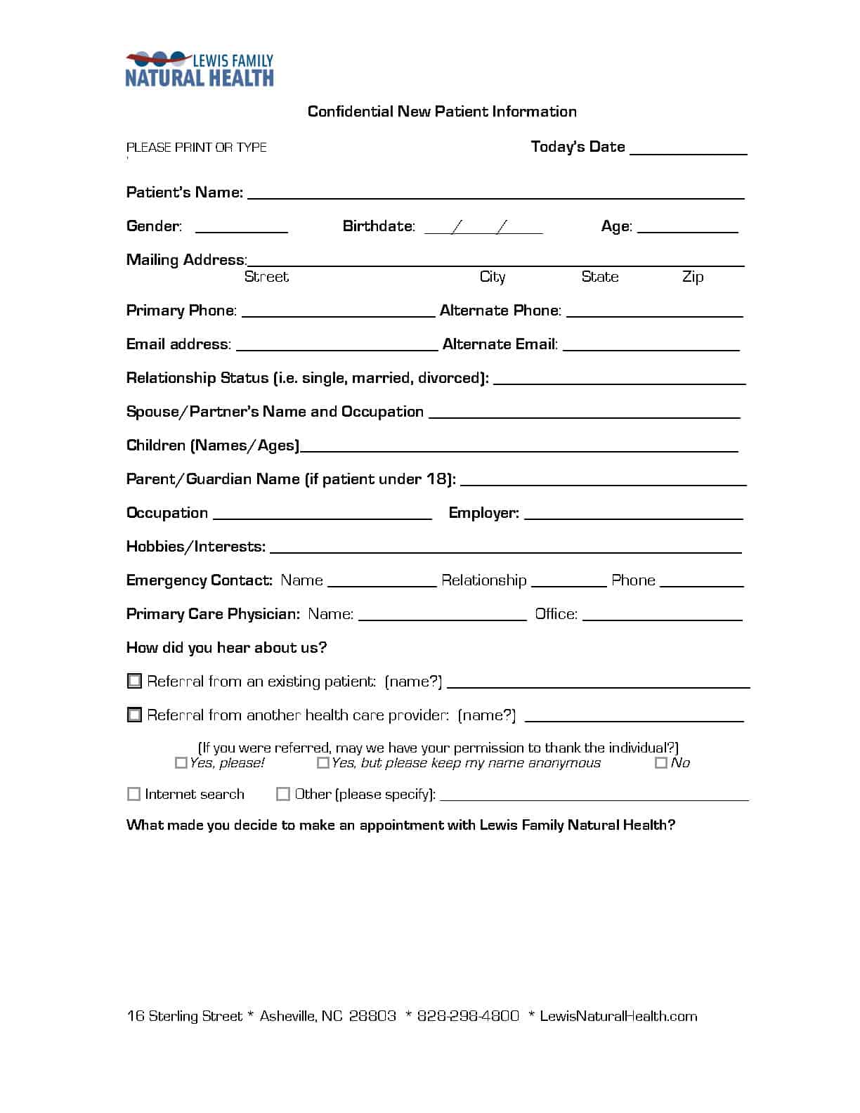 New Patient Intake Form